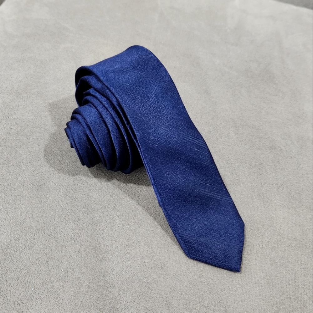 Calvin Klein Blue stripe satin skinny slim tie